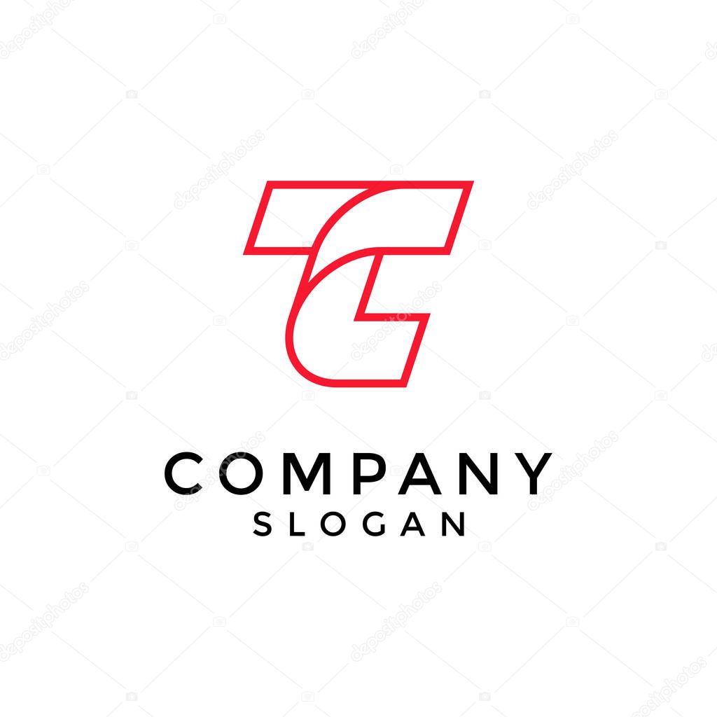 Initial TC or CT elegant lines  logo.