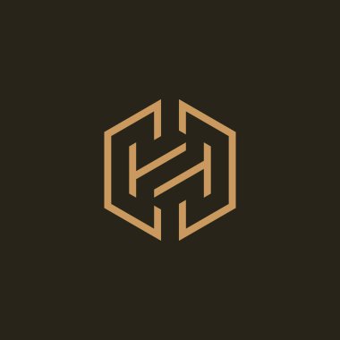 Zarif harf H hexagon logosu. CH veya HC monogram logosu
