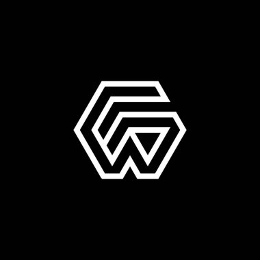 modern ve zarif harf GW veya WG başlangıç logosu