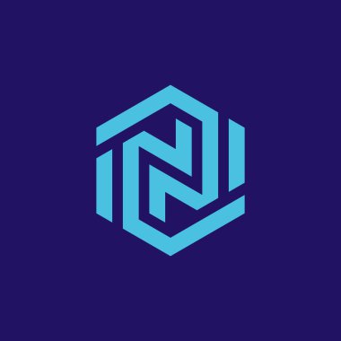 modern altıgen harf N logosu