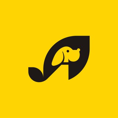 Basit sevimli ve dost canlısı köpek yaprağı logosu.