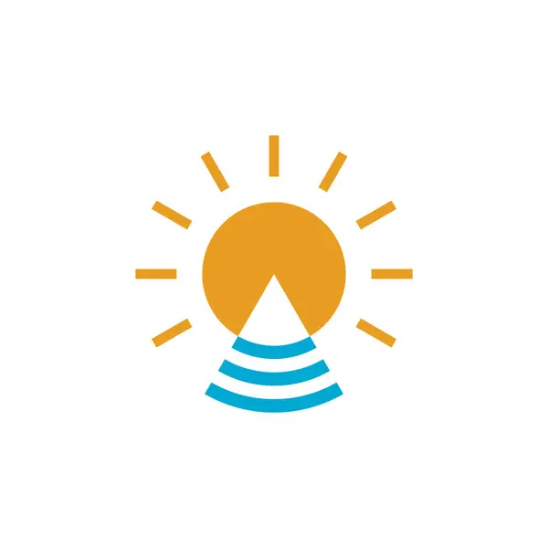 Mountain Sea Sun Simple Modern Logo — Stock Vector