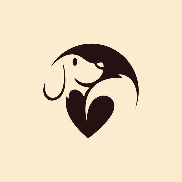Friendly Playful Dog Love Logo — Stock Vector