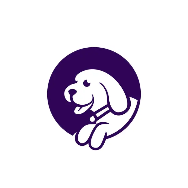 Χαριτωμένο Ζώο Κουτάβι Κύκλο Κατοικίδιο Ζώο Λογότυπο — Διανυσματικό Αρχείο
