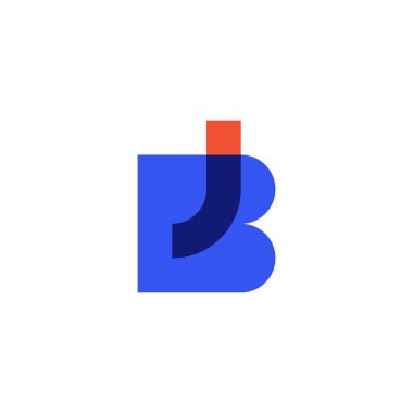 B ve J üst üste binen modern logo