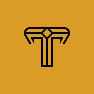 Soyut zarif harf T hatları modern logo