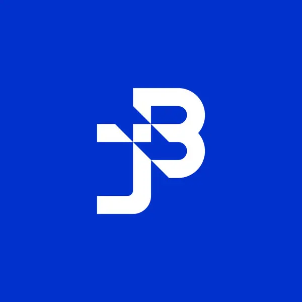 具有正方形和对角线的J和B大字标识 — 图库矢量图片