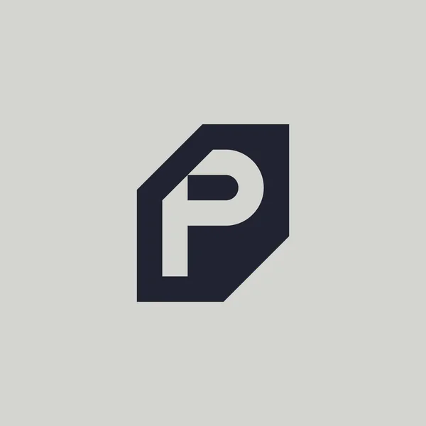 現代のモノグラムの最初の文字Pの斜めの長方形のフレームのロゴ — ストックベクタ
