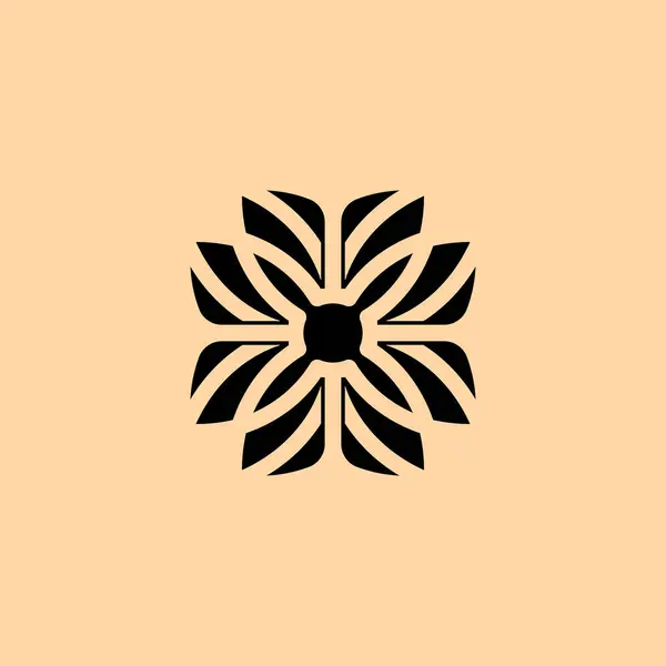 Logotipo Floral Simétrico Moderno Abstrato Elegante — Vetor de Stock