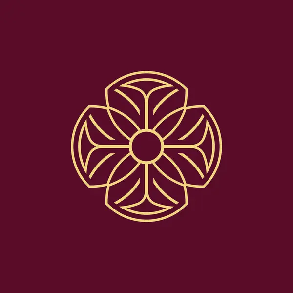 現代抽象的でエレガントな対称的な花のロゴ — ストックベクタ
