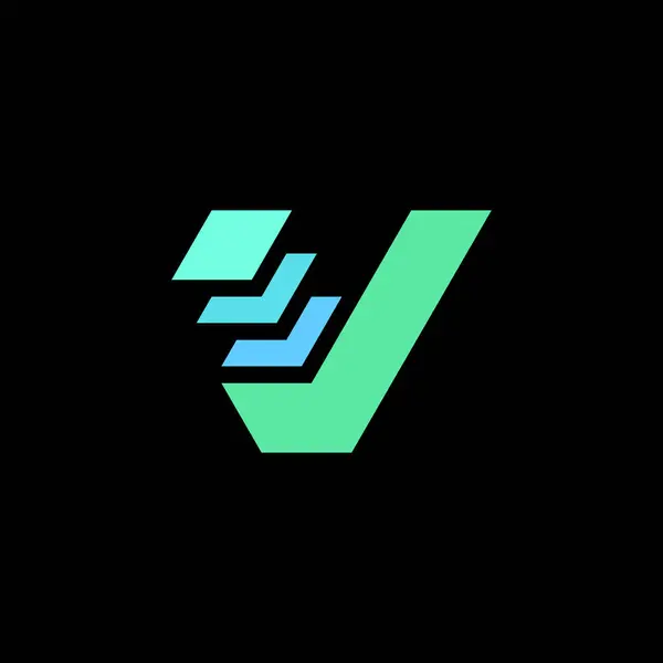 Lettera Moderna Stack Logo Segno Spunta — Vettoriale Stock