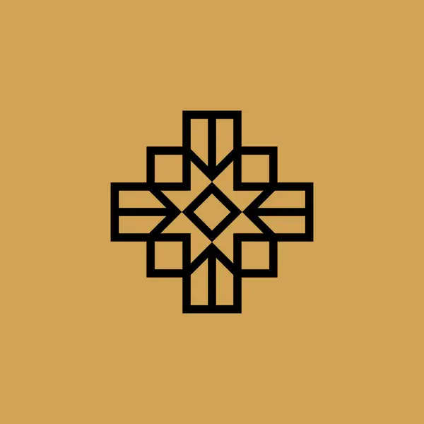 Prydnadsföremål Moderna Kors Symbol Linjer Logotyp — Stock vektor
