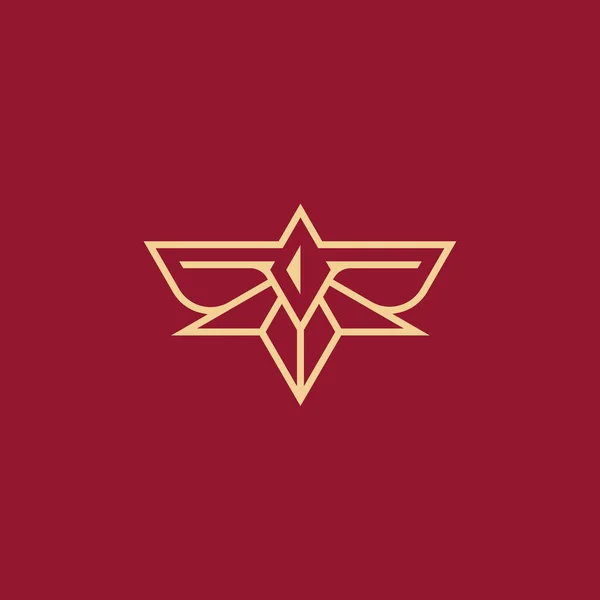 Huruf Elegan Diamond Bird Fly Totem Lines Logo - Stok Vektor