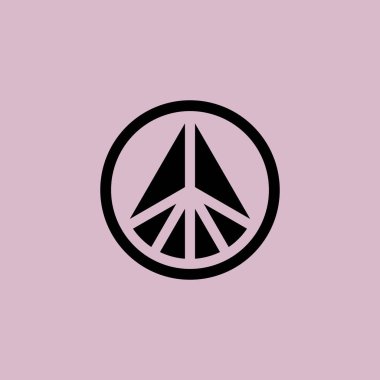 Soyut basit kağıt uçak daire logosuyla uçar