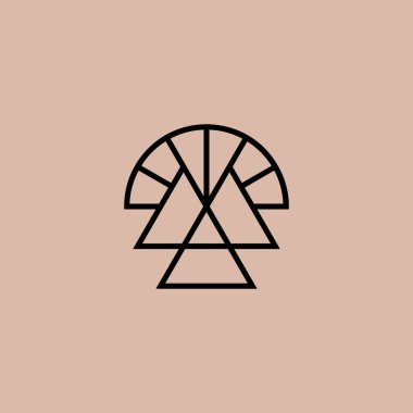 çizgi sanat dağı ve güneş ışığı logosu