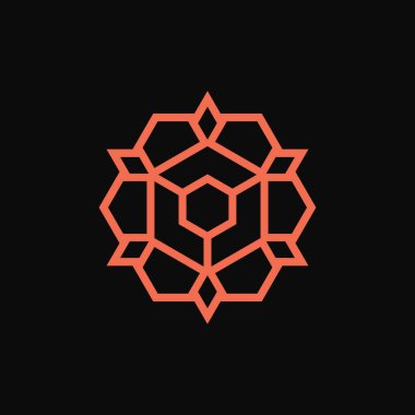 modern altıgen ev soyut gül çiçeği logosu