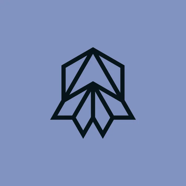 シンプルなペーパー平面六角形フライトップ方向ラインロゴ — ストックベクタ