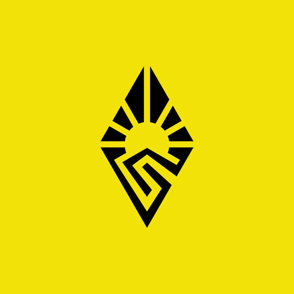 начальная буква S блестящий логотип солнечного света