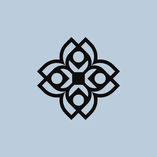 Abstracte Gemeenschap Bloemen Cross Line Logo — Stockvector