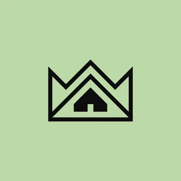 Simple Modern House Crown Construction Logo — Stock Vector