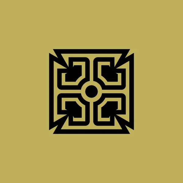 Элегантный Орнаментальный Символ Креста Абстрактный Логотип — стоковый вектор