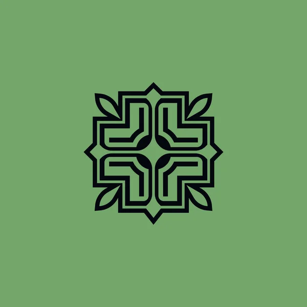 抽象的なクロスシンボル 自然な葉のロゴ — ストックベクタ