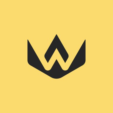 Basit modern harf W taç ok logosu