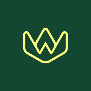 Basit modern harf W taç ok logosu