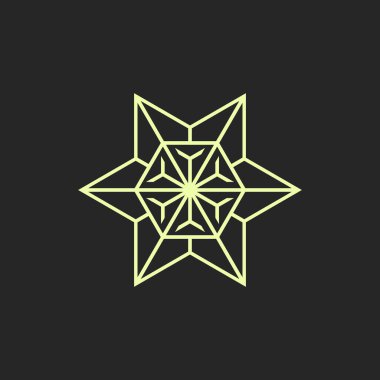 Soyut modern yıldız kar tanesi mandala zarif logosu