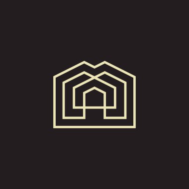 Basit ve modern M harfli ev logosu