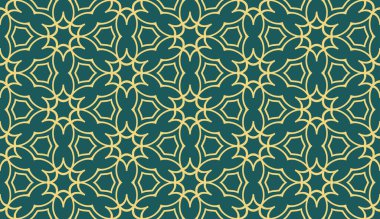 Soyut sarı çizgiler ve yeşil çiçekli ağsız desen