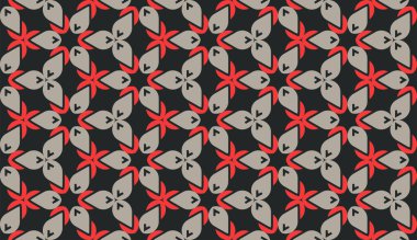 Soyut kahverengi ve kırmızı yapraklı çiçeksiz desen