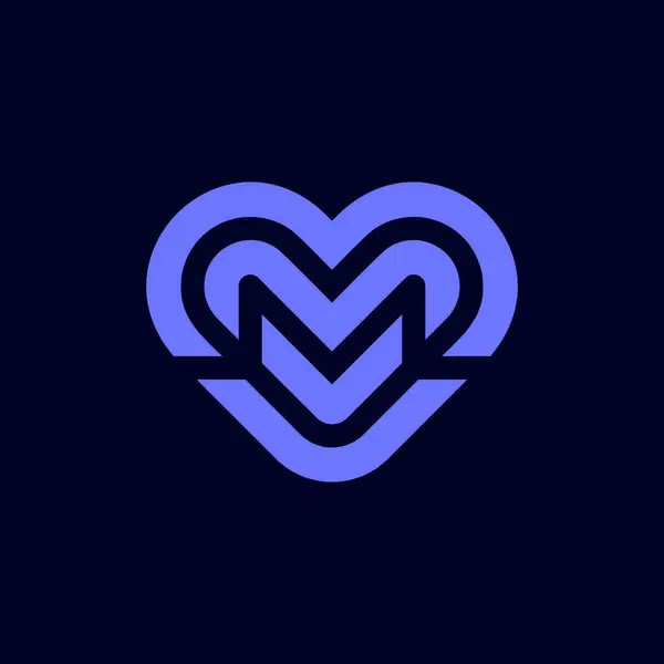 Простий Сміливий Початковий Літерний Логотип Heart Love — стоковий вектор