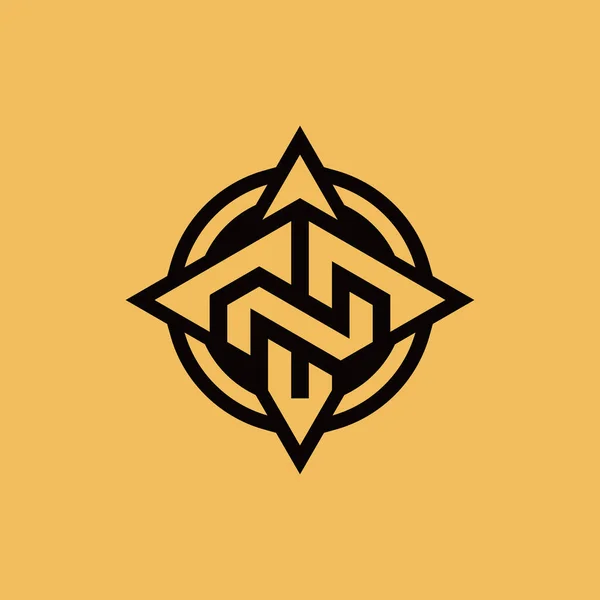 Современный Жирный Буква Компас Логотип — стоковый вектор