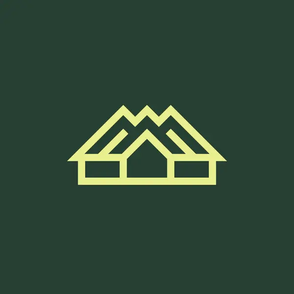Einfaches Modernes Dreidachhaus Logo — Stockvektor