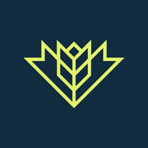 Harfli Akçaağaç Yaprağı Geometrik Çiçek Logosu — Stok Vektör