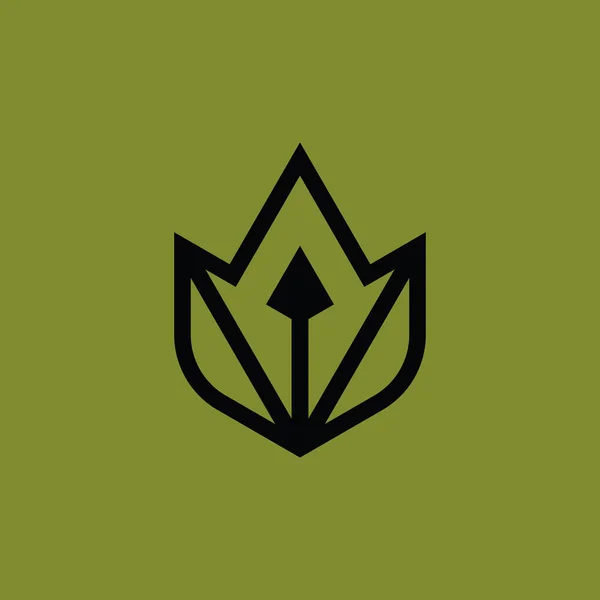 Första Bokstaven Med Spjut Pil Och Löv Logotyp — Stock vektor
