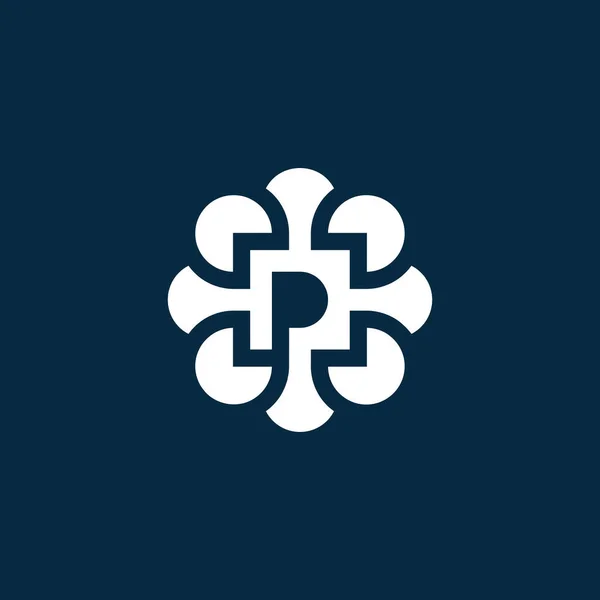 Modern Ursprungliga Bokstaven Blommig Logotyp — Stock vektor