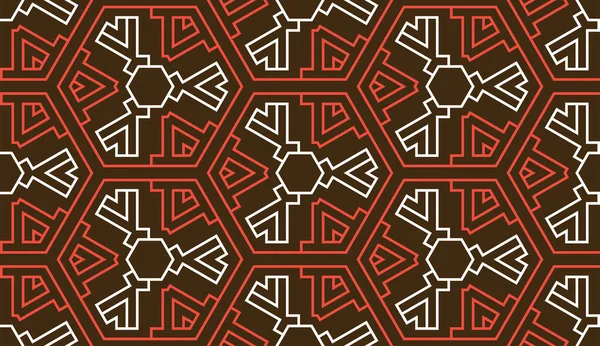 Lignes Hexagonales Abstraites Géométriques Rouges Motif Brun Sans Couture — Image vectorielle