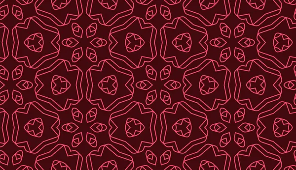 Abstrato Geométrico Vermelho Marrom Floral Sem Costura Padrão — Vetor de Stock
