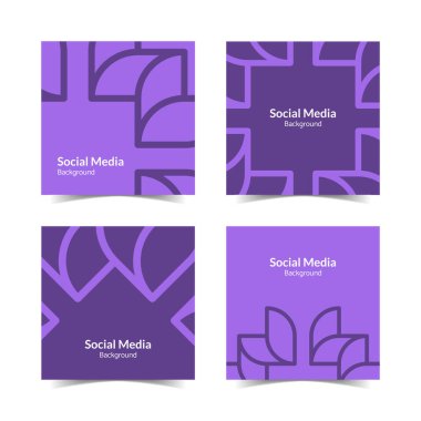 Basit düz çiçek desenli kare sosyal medya arka planı