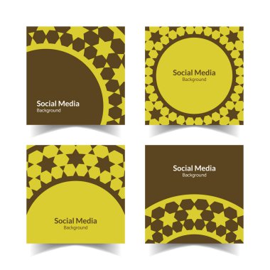 Basit ve modern sarı süslemeli kare düz sosyal medya arka planı