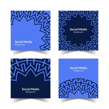 Basit ve modern mavi süslemeli kare düz sosyal medya arkaplanı