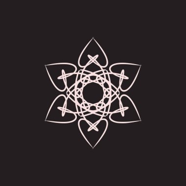 Soyut pembe ve koyu kahverengi mandala logosu. Zarif ve lüks bir sembol için uygun.