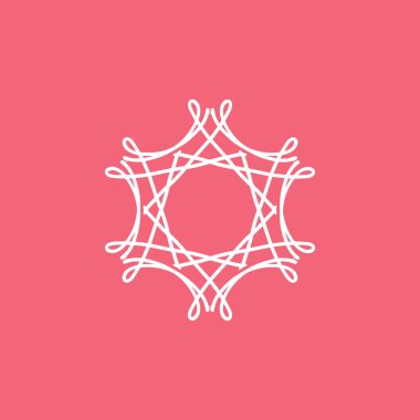 Soyut beyaz ve pembe mandala logosu. Zarif ve lüks bir sembol için uygun.