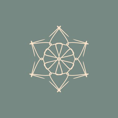 Soyut krem ve adaçayı yeşili mandala logosu. Zarif ve lüks bir sembol için uygun.