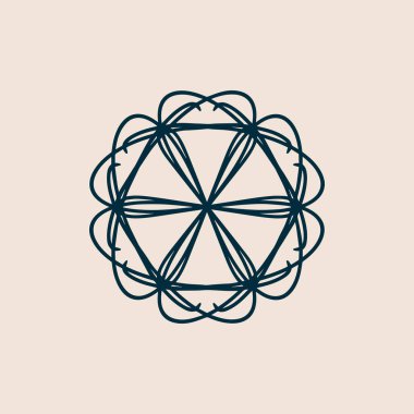 Soyut koyu yeşil ve krem rengi mandala logosu. Zarif ve lüks bir sembol için uygun.