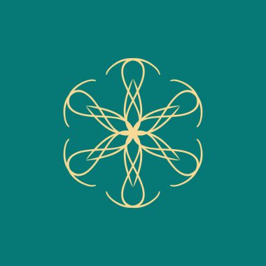 Soyut açık sarı ve yeşil mandala logosu. Zarif ve lüks bir sembol için uygun.