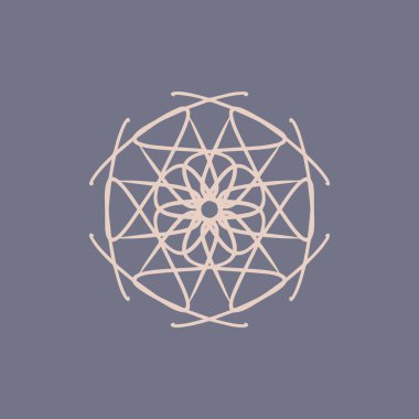 Soyut şeftali ve mor gri mandala logosu. Zarif ve lüks bir sembol için uygun.