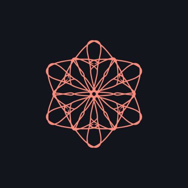 Soyut pembe ve siyah mandala logosu. Zarif ve lüks bir sembol için uygun.